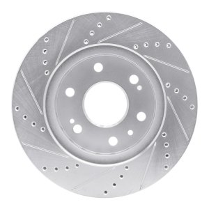 Chevrolet Tahoe Brake Rotor (1) - Front Right - R1 Concepts - Drilled & Slotted - Silver - `09-`20